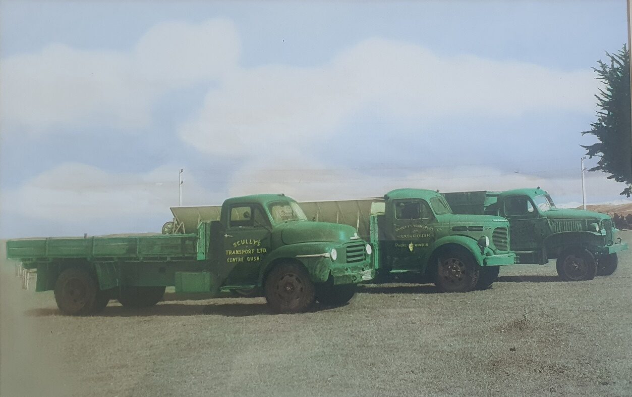 Original Scully's Transport trucks from the 1940s — Centre Bush, Southland
